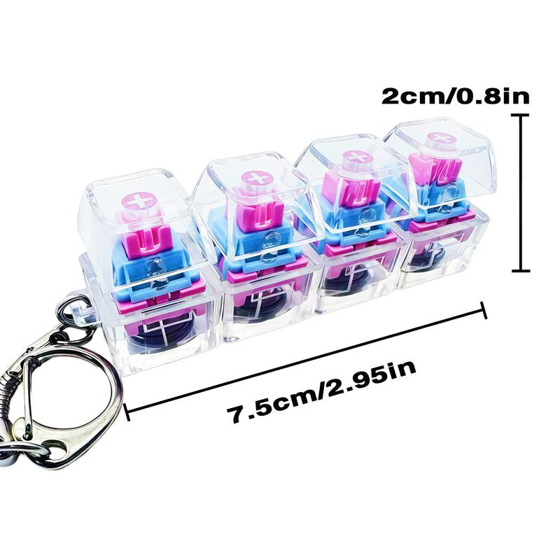 Fidget Toys 1 Count LED Keyboard Keychain Fingertip Clicker Stress Relief Keychain Fun Pendant for Boys and Girls Portable Keychain Light with Crystal Keycaps and Transparent Design Unisex Elegant Style