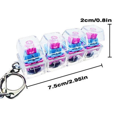 Fidget Toys 1 Count LED Keyboard Keychain Fingertip Clicker Stress Relief Keychain Fun Pendant for Boys and Girls Portable Keychain Light with Crystal Keycaps and Transparent Design Unisex Elegant Style