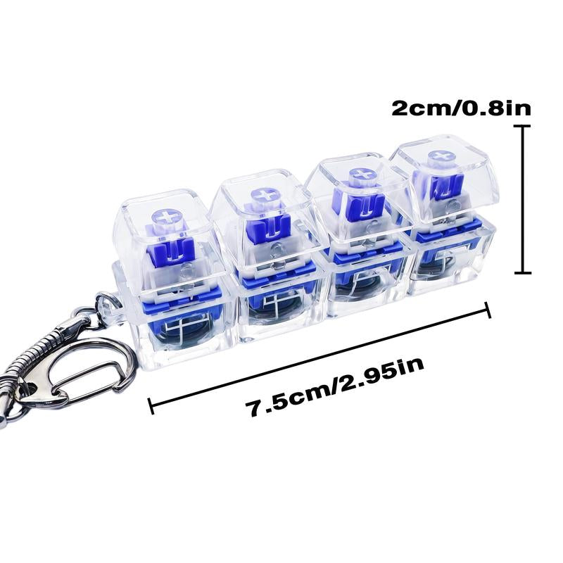 Fidget Toys 1 Count LED Keyboard Keychain Fingertip Clicker Stress Relief Keychain Fun Pendant for Boys and Girls Portable Keychain Light with Crystal Keycaps and Transparent Design Unisex Elegant Style