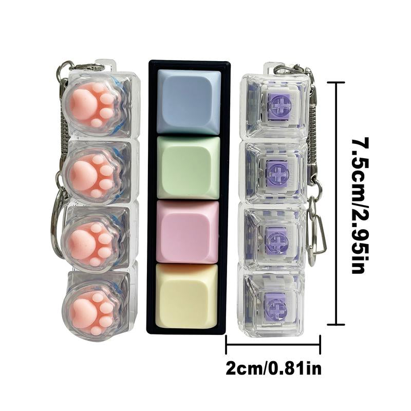 Fidget Toys 1 Count LED Keyboard Keychain Fingertip Clicker Stress Relief Keychain Fun Pendant for Boys and Girls Portable Keychain Light with Crystal Keycaps and Transparent Design Unisex Elegant Style