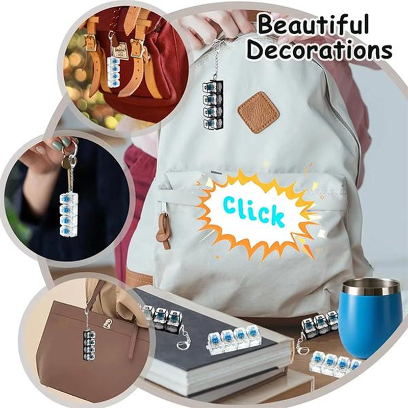 Fidget Toys 1 Count LED Keyboard Keychain Fingertip Clicker Stress Relief Keychain Fun Pendant for Boys and Girls Portable Keychain Light with Crystal Keycaps and Transparent Design Unisex Elegant Style