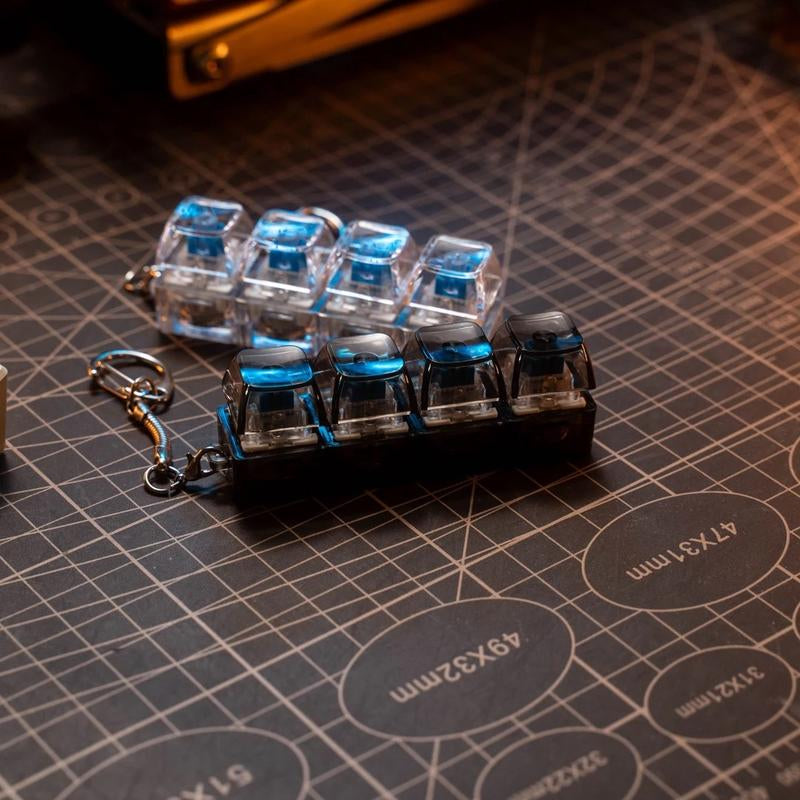 Fidget Toys 1 Count LED Keyboard Keychain Fingertip Clicker Stress Relief Keychain Fun Pendant for Boys and Girls Portable Keychain Light with Crystal Keycaps and Transparent Design Unisex Elegant Style