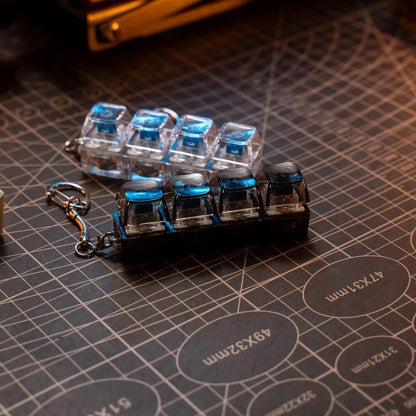 Fidget Toys 1 Count LED Keyboard Keychain Fingertip Clicker Stress Relief Keychain Fun Pendant for Boys and Girls Portable Keychain Light with Crystal Keycaps and Transparent Design Unisex Elegant Style