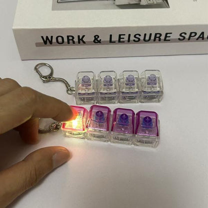 Fidget Toys 1 Count LED Keyboard Keychain Fingertip Clicker Stress Relief Keychain Fun Pendant for Boys and Girls Portable Keychain Light with Crystal Keycaps and Transparent Design Unisex Elegant Style