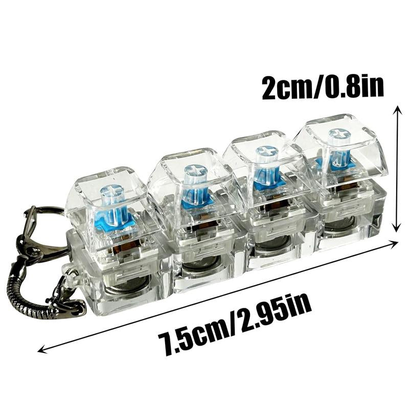 Fidget Toys 1 Count LED Keyboard Keychain Fingertip Clicker Stress Relief Keychain Fun Pendant for Boys and Girls Portable Keychain Light with Crystal Keycaps and Transparent Design Unisex Elegant Style