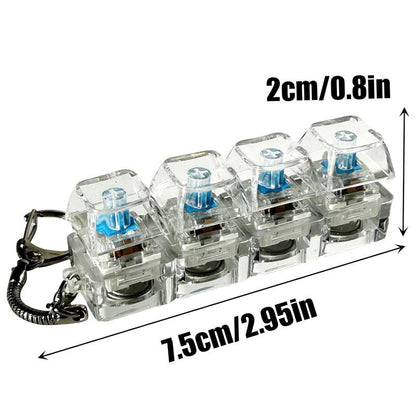 Fidget Toys 1 Count LED Keyboard Keychain Fingertip Clicker Stress Relief Keychain Fun Pendant for Boys and Girls Portable Keychain Light with Crystal Keycaps and Transparent Design Unisex Elegant Style