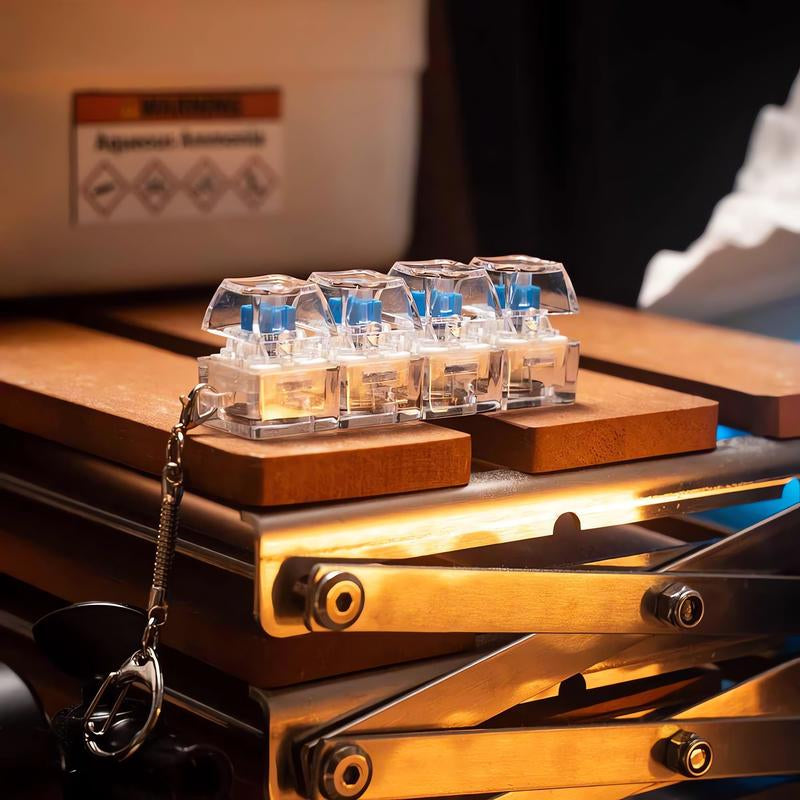 Fidget Toys 1 Count LED Keyboard Keychain Fingertip Clicker Stress Relief Keychain Fun Pendant for Boys and Girls Portable Keychain Light with Crystal Keycaps and Transparent Design Unisex Elegant Style