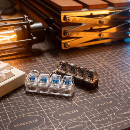 Fidget Toys 1 Count LED Keyboard Keychain Fingertip Clicker Stress Relief Keychain Fun Pendant for Boys and Girls Portable Keychain Light with Crystal Keycaps and Transparent Design Unisex Elegant Style